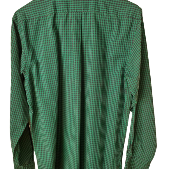 Lands End Size M 15 1/2 Plaid Long Sleeve Button Front Shirt Blue Green - Picture 4 of 4